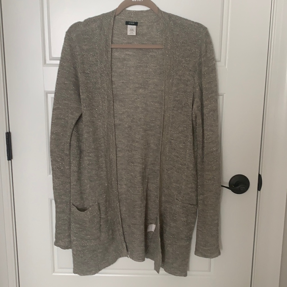 JCrew Gray/Silver shimmer cardigan